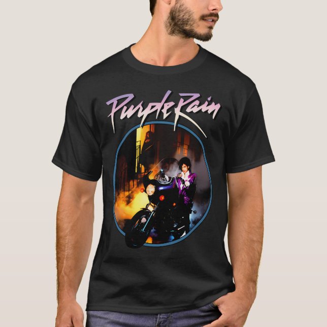 Lila regnet motorcykel t shirt (Framsida)