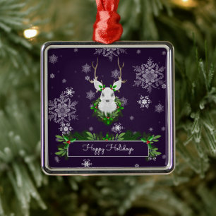 Lila Reindeer Ceramic Ornament