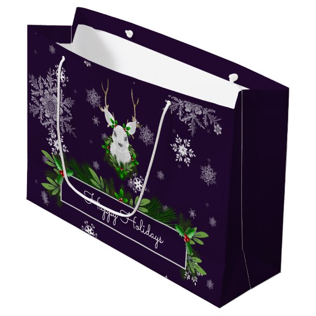 Lila Reindeer Gift Bag (Framsidan Vinklad)