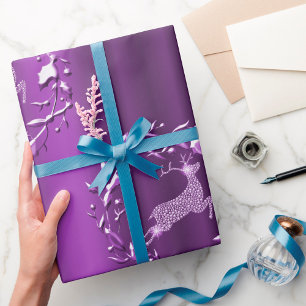 Lila renar med diamanter jul presentpapper