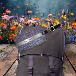 Lila Reptile Digital Leather Silver Metall Bagagebricka