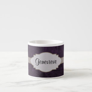 Lila Retro Blommigt Abstrakt Namnskylt Espressomugg