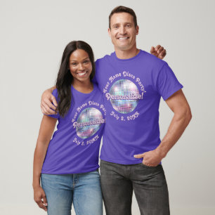 Lila Retro Disco Boll PERSONALISERAD T-Shirt