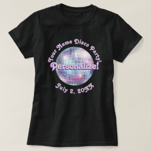 Lila Retro Disco Boll PERSONALISERAD T-Shirt