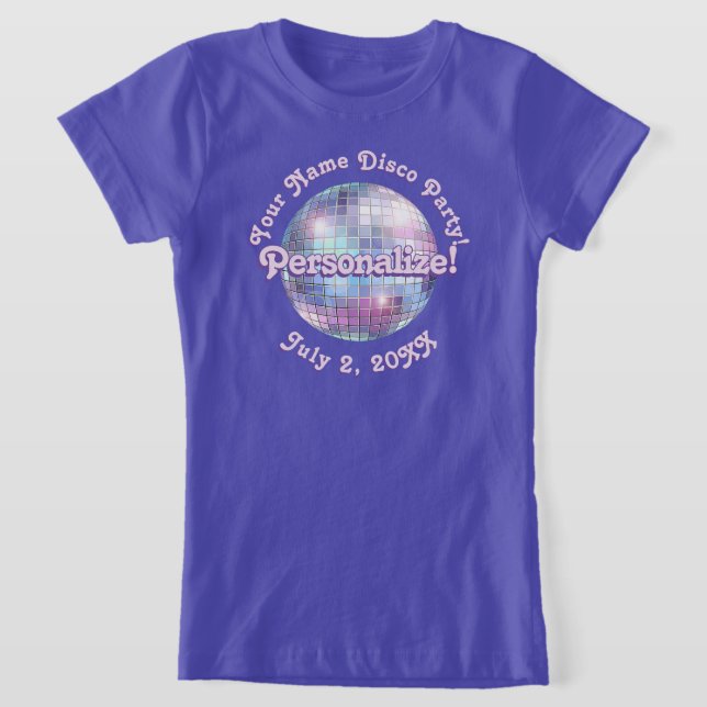 Lila Retro Disco Boll PERSONLIG T-Shirt (Laydown)