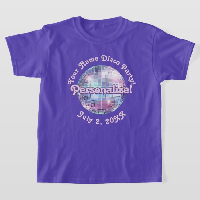 Lila Retro Diskoklot PERSONALISERAD T-Shirt (Laydown)