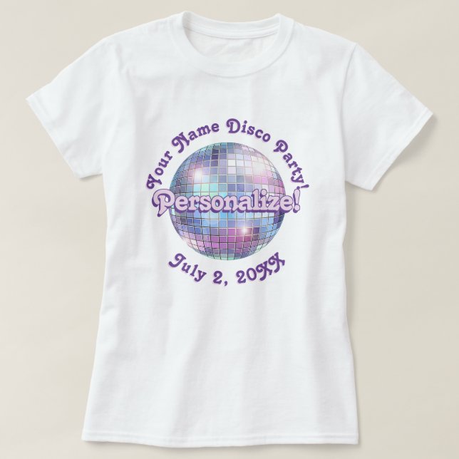 Lila Retro Diskoklot PERSONALISERAD T-Shirt (Design framsida)