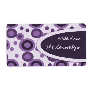 Lila Retro Dots Gift Märkres Personlig Etiketter f Fraktsedel