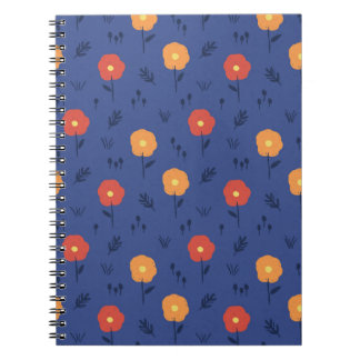 Lila Retro Flower Art Mönster Aesthetic Flower Anteckningsbok