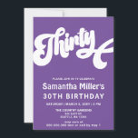 Lila Retro Groovy 30års födelsedag Party Inbjudningar<br><div class="desc">Lila Retro Groovy 30års födelsedag-partiets inbjudan</div>