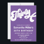 Lila Retro Groovy Photo 30års födelsedag Party Inbjudningar<br><div class="desc">Lila Retro Groovy Photo 30års födelsedag Party bjudande in</div>