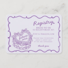 Lila Retro Heart Coquette Cake Registry Infoga Tilläggskort