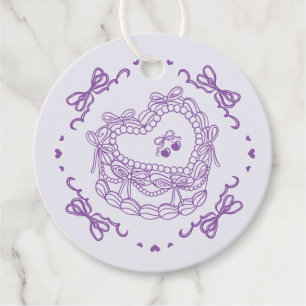 Lila Retro Hjärtformad Coquette Tårta Möhippa Gåvor Etiketter