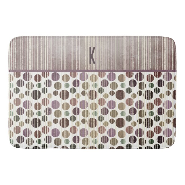 Lila Retro Modern Polka dots Badrumsmatta (Framsidan)