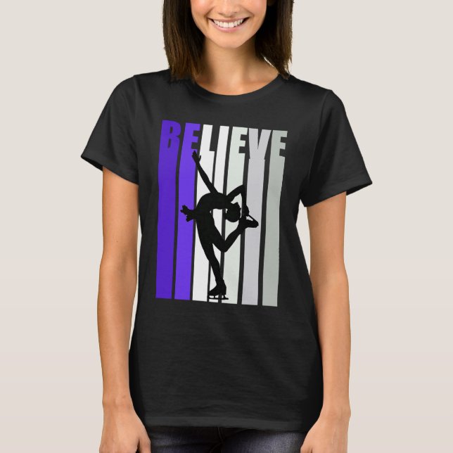 Lila Retro Motivational Girls Ice Skating Dancin T Shirt (Framsida)