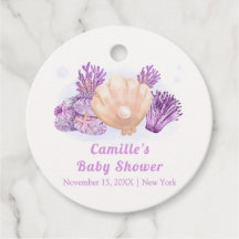 Lila Retro Pearl Seashell Baby Shower