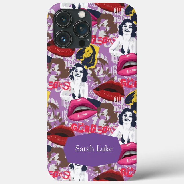 Lila Retro Pinup Collage Fodral-Mate iphone case (Baksida)