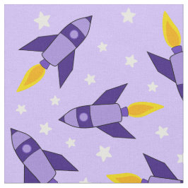 Lila Retro Rocket Fabric Tyg