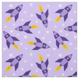 Lila Retro Rocket Fabric Tyg