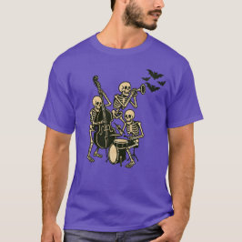 Lila Retro Skeleton Band Halloween T Shirt
