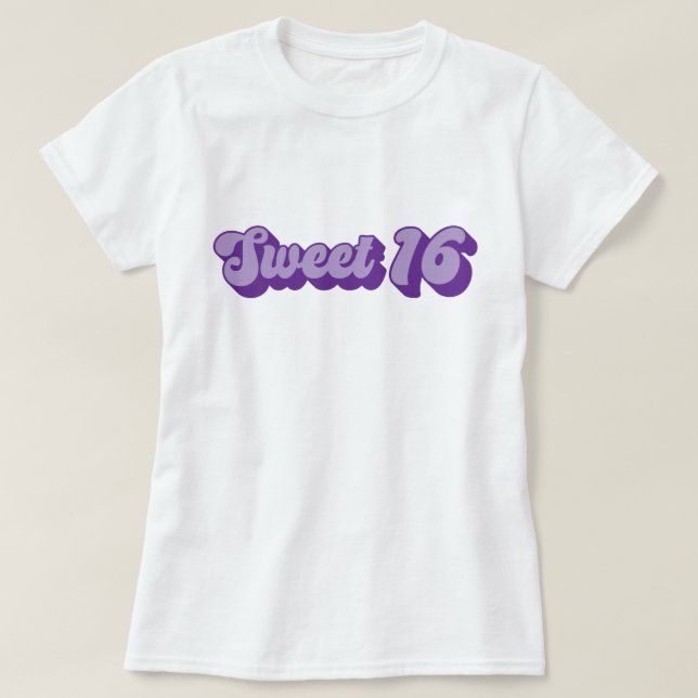 Lila Retro Sweet 16 T Shirt (Design framsida)