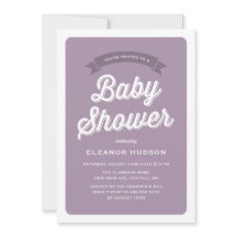 Lila Retro Typography Script Classic Baby Shower