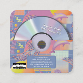 Lila Retro Vaporwave Musikproducent CD DJ Fyrkantigt Visitkort