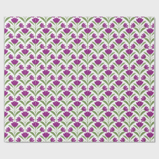 Lila Retroblommigt Presentationspapper | Vintage B Presentpapper