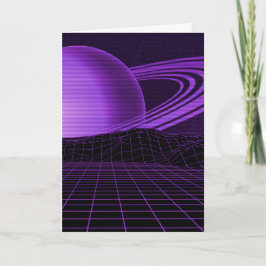 Lila Retrowave Hälsning-kort Helgkort