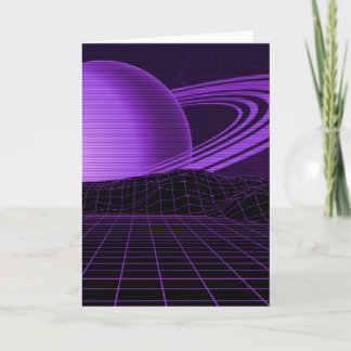 Lila Retrowave Hälsning-kort Helgkort