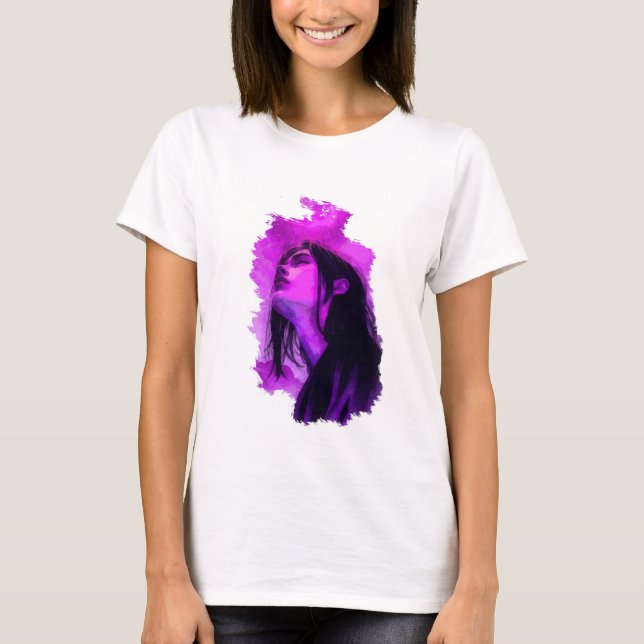 Lila Reverie ledsen kvinna T Shirt (Framsida)