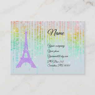 Lila Rhinestones Eiffel Torn Bright Visitkort