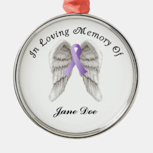 Lila Ribbon All Cancer in Memory Julgransprydnad Metall