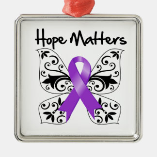 Lila Ribbon Awareness Hope Matths Julgransprydnad Metall