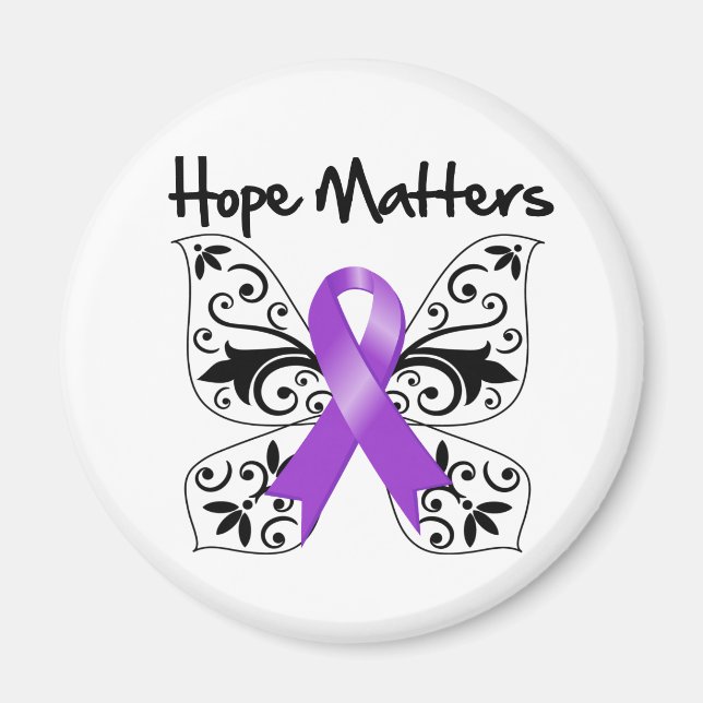 Lila Ribbon Awareness Hope Matths Magnet (Framsidan)