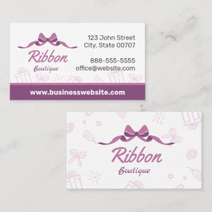 Lila Ribbon Bow Gift Shop Present Affärskort Visitkort
