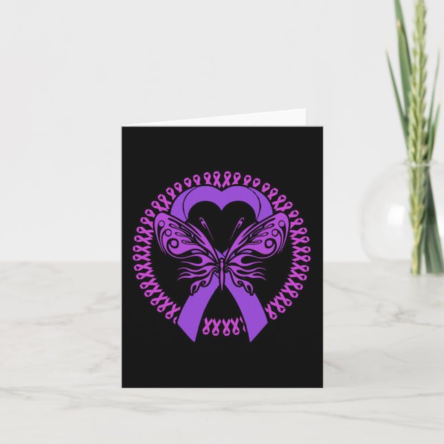 Lila Ribbon Butterfly - Fibromyalgia Awareness 2 Kort (Framsida)