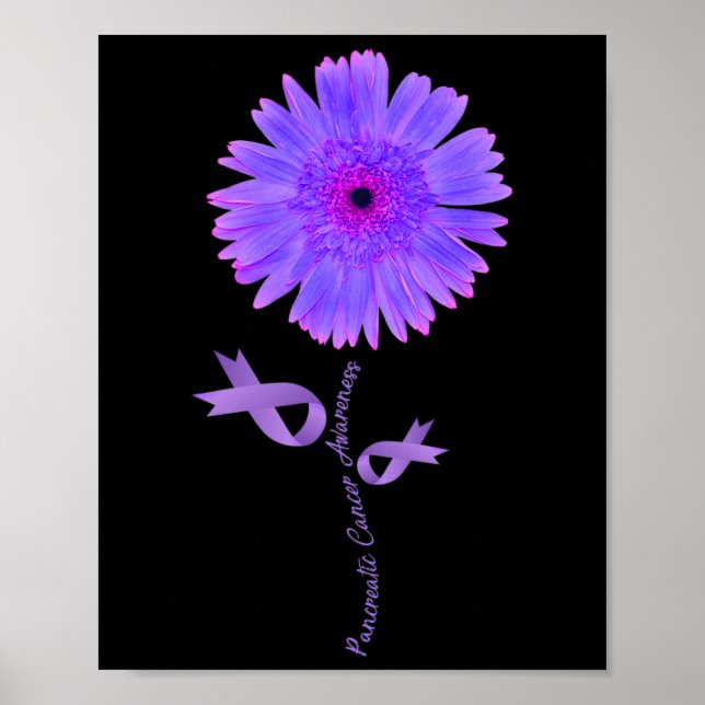 Lila Ribbon Chamomile Pancreatic Cancer Awarenes Poster (Framsidan)