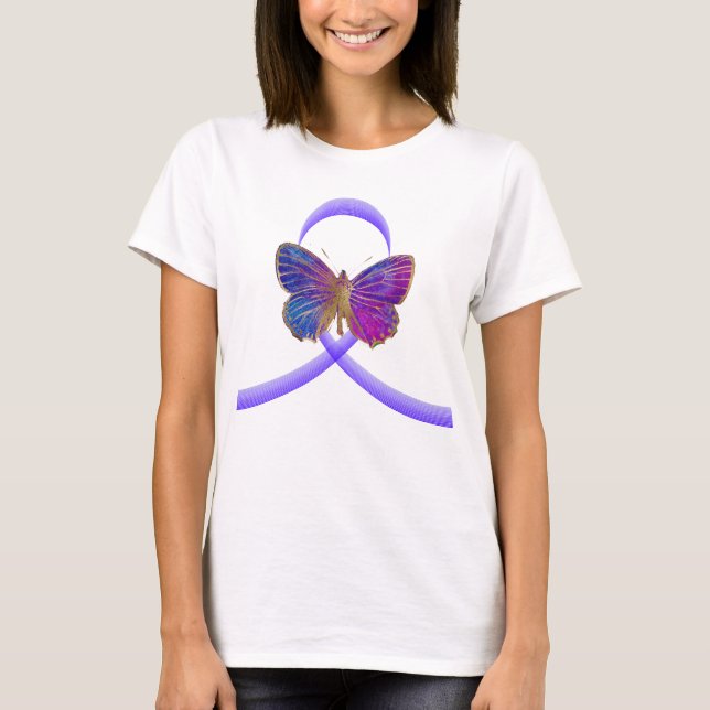 Lila Ribbon Domestic Violence Awareness T Shirt (Framsida)