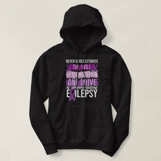 Lila Ribbon Epilepsy Warrior Hoodie (Design framsida)