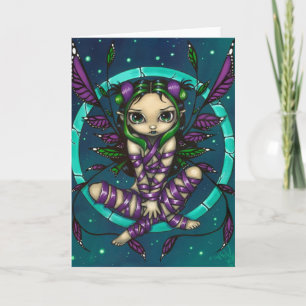 "Lila Ribbon Fairy"-hälsningskort Kort