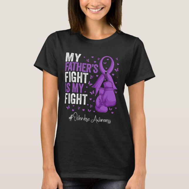 Lila Ribbon Far Ökad medvetenhet om överdosering T Shirt (Framsida)