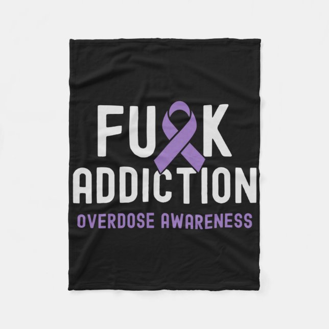 Lila Ribbon Fck Addence Overdose Awareness 2 Fleecefilt (Framsidan)