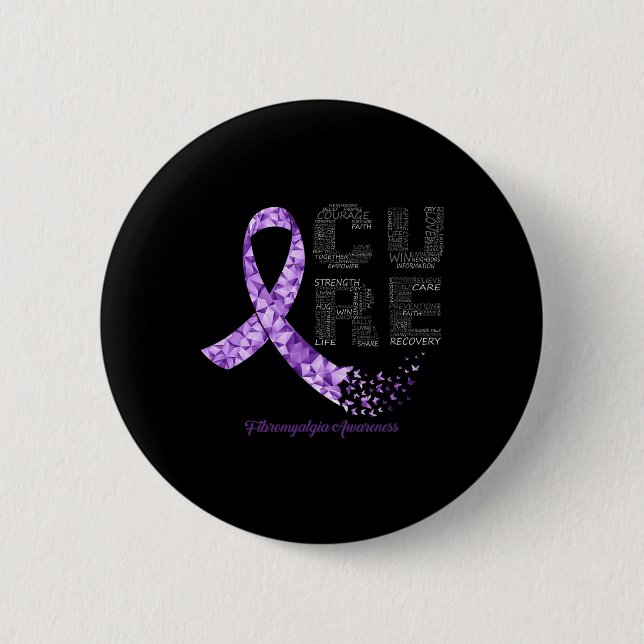 Lila Ribbon Fibromyalgia Awareness Knapp (Framsida)