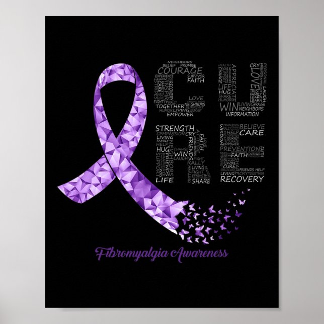 Lila Ribbon Fibromyalgia Awareness Poster (Framsidan)
