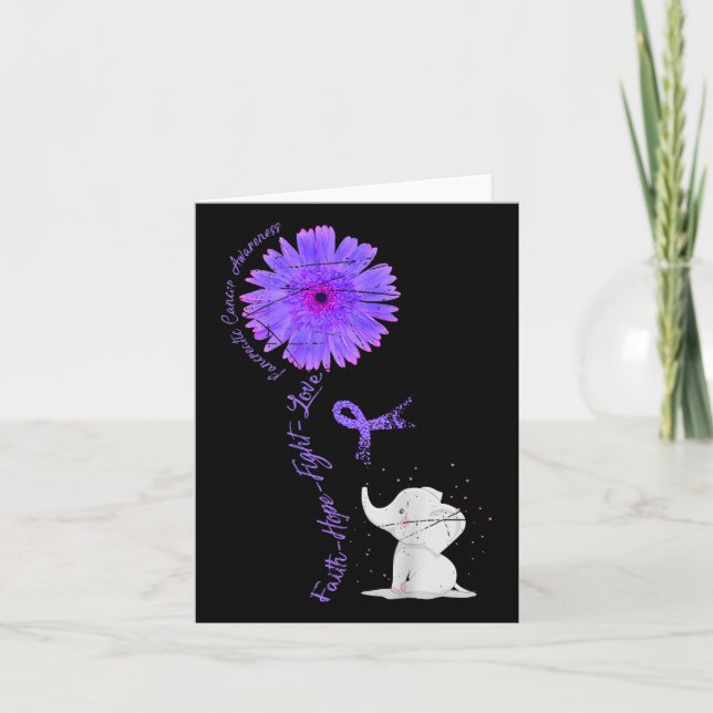 Lila Ribbon Gift Pancreatic med cancerstöd Kort (Framsida)