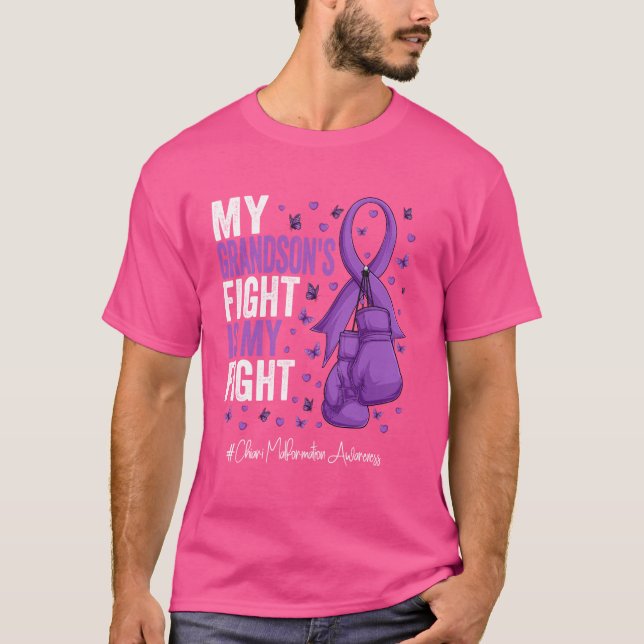 Lila Ribbon Grandson Chiari Malformation Awarene T Shirt (Framsida)