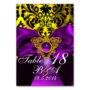 LILA RIBBON GULD CELTIC HEART DAMASK MONOGRAM BORDSNUMMER