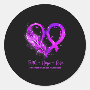 Lila Ribbon Heart Faith Hope Kärlek Pancreatic Can Runt Klistermärke