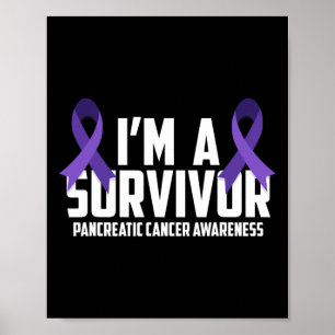Lila Ribbon Im A Survivor Pancreatic Cancer Awar Poster
